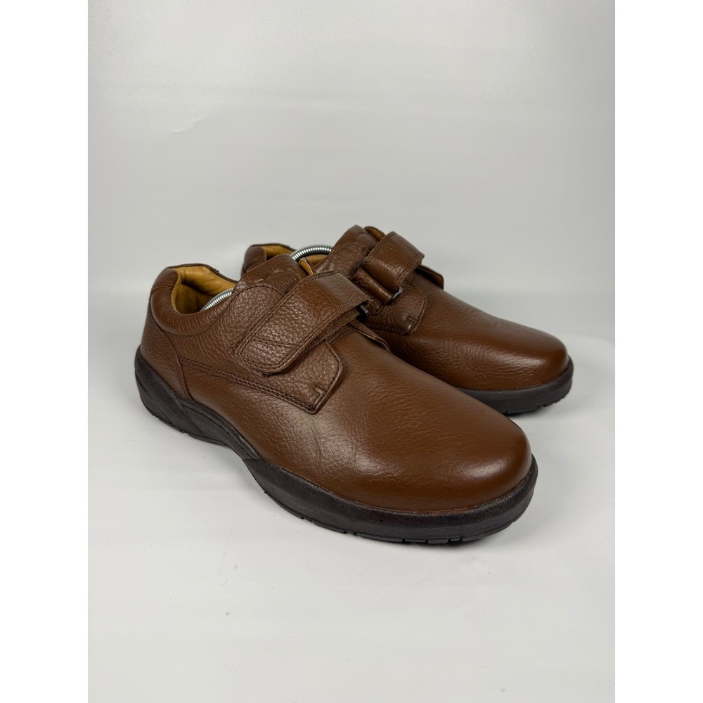 Dr Comfort William Mens Brown Leather Hook and Loop Shoes Size 11 Wide NO SOLES
